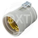 Патрон керамический Е27 с держателем (КХ-057) (1/400) купить ОПТОМ в Донецке ДНР, ЛНР, Макеевке, Мариуполе, Горловке, Енакиево, Харцызске, Шахтерске, Луганске, Алчевске ЭлектроХозТорг 
