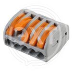 Клемма 5-проводная 222-415 WAGO (40) купить ОПТОМ в Донецке ДНР, ЛНР, Макеевке, Мариуполе, Горловке, Енакиево, Харцызске, Шахтерске, Луганске, Алчевске ЭлектроХозТорг 