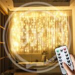 Гирлянда с пультом ШТОРА 160 LED Тепло-Белая (1,5mх1,5m) (W22-3ж) купить ОПТОМ в Донецке ДНР, ЛНР, Макеевке, Мариуполе, Горловке, Енакиево, Харцызске, Шахтерске, Луганске, Алчевске ЭлектроХозТорг 