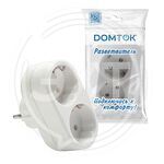 Разветвитель "DОМТОК" 2гн. плоский с/з 250В 3500Вт белый (2653) купить ОПТОМ в Донецке ДНР, ЛНР, Макеевке, Мариуполе, Горловке, Енакиево, Харцызске, Шахтерске, Луганске, Алчевске ЭлектроХозТорг 