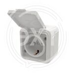 Розетка 1-мест. отк. уст. c з/к  IP 44 RA 16-211-Б(пластик) (50) купить ОПТОМ в Донецке ДНР, ЛНР, Макеевке, Мариуполе, Горловке, Енакиево, Харцызске, Шахтерске, Луганске, Алчевске ЭлектроХозТорг 