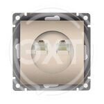 Розетка компьютерная двухместная "UNIVersal" серия "Афина" с/у, 1А, RJ45, шампань (еврослот) купить ОПТОМ в Донецке ДНР, ЛНР, Макеевке, Мариуполе, Горловке, Енакиево, Харцызске, Шахтерске, Луганске, Алчевске ЭлектроХозТорг 