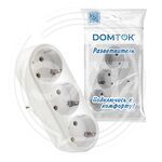 Разветвитель "DОМТОК" 3гн. плоский с/з 250В 3500Вт белый (2656) купить ОПТОМ в Донецке ДНР, ЛНР, Макеевке, Мариуполе, Горловке, Енакиево, Харцызске, Шахтерске, Луганске, Алчевске ЭлектроХозТорг 