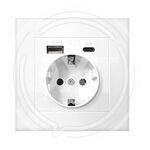 Розетка 16А c USB Type-A (2.4А)+ Type-C (4A) "UNIVersal" серия "Афина" с/з, с/у, 220В, белая (евр) купить ОПТОМ в Донецке ДНР, ЛНР, Макеевке, Мариуполе, Горловке, Енакиево, Харцызске, Шахтерске, Луганске, Алчевске ЭлектроХозТорг 