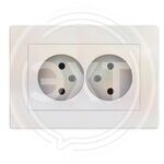 Розетка двухместная "UNIVersal" серия "Афина" б/з, с/у, 16А, 220В, жемчуг (еврослот) купить ОПТОМ в Донецке ДНР, ЛНР, Макеевке, Мариуполе, Горловке, Енакиево, Харцызске, Шахтерске, Луганске, Алчевске ЭлектроХозТорг 