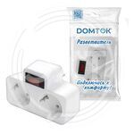 Разветвитель "DОМТОК" 2гн. плоский с выключателем с/з 250В 3500Вт белый (2664) купить ОПТОМ в Донецке ДНР, ЛНР, Макеевке, Мариуполе, Горловке, Енакиево, Харцызске, Шахтерске, Луганске, Алчевске ЭлектроХозТорг 