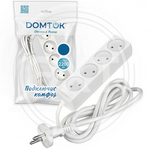 Удлинитель бытовой "DOMTOK" 4 гнезда, ПВС 2*1, 2,2кВт, б/з 1,5м (2354) (1/45) купить ОПТОМ в Донецке ДНР, ЛНР, Макеевке, Мариуполе, Горловке, Енакиево, Харцызске, Шахтерске, Луганске, Алчевске ЭлектроХозТорг 