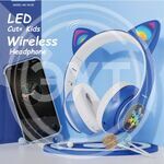 MOXOM Наушники CAT беспроводные LED BLUE (MX-WL58 Blue) купить ОПТОМ в Донецке ДНР, ЛНР, Макеевке, Мариуполе, Горловке, Енакиево, Харцызске, Шахтерске, Луганске, Алчевске ЭлектроХозТорг 