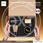 MOXOM Набор GOLD беспроводные наушники/шнур 60w Type-C - Type-C/блок зарядный 25w (MX-DT988) купить ОПТОМ в Донецке ДНР, ЛНР, Макеевке, Мариуполе, Горловке, Енакиево, Харцызске, Шахтерске, Луганске, Алчевске ЭлектроХозТорг 